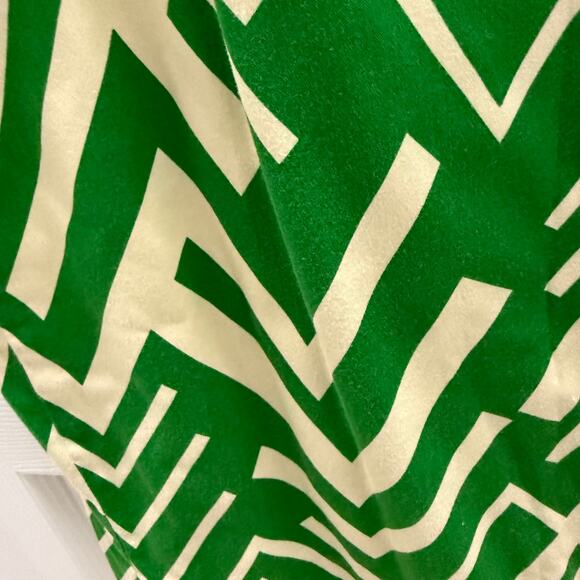 Milly Women's Sheath Dress Green Tan Geometric Vintage Look Size 4 - Picture 4 of 8